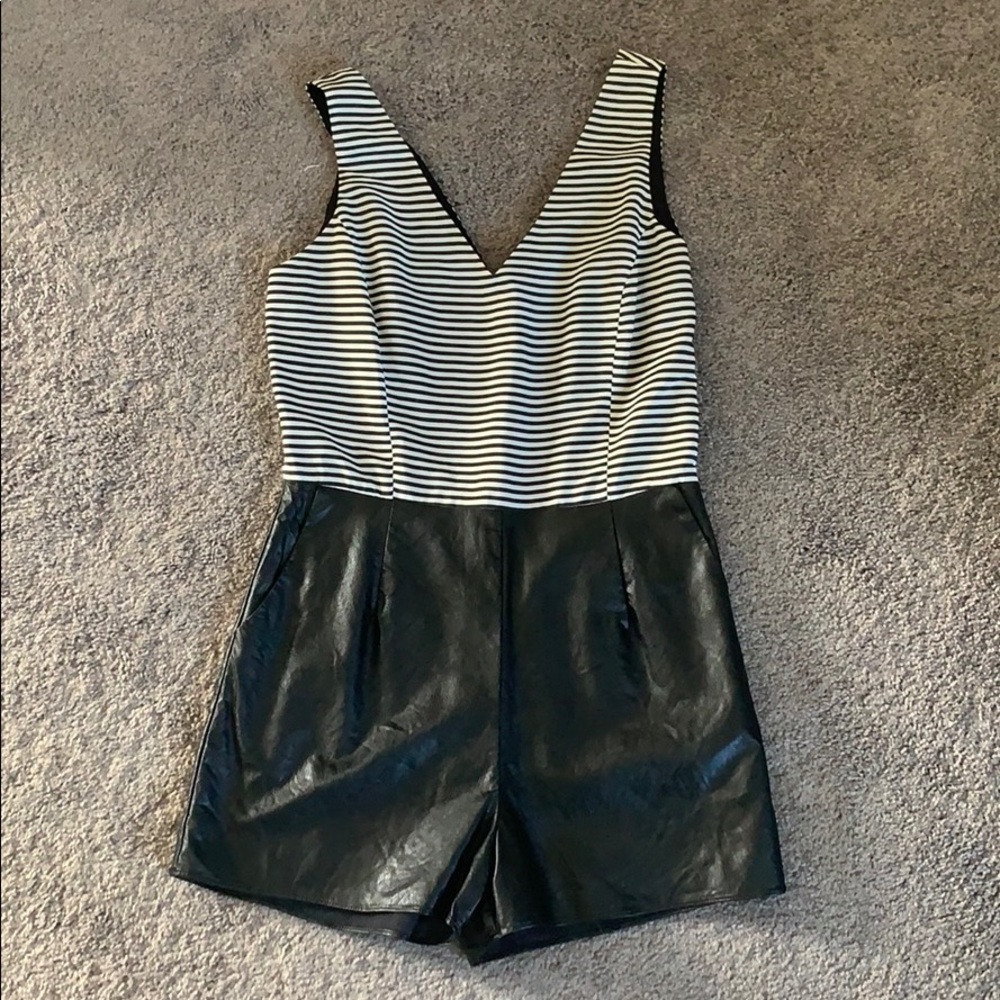 Black and White Striped Romper